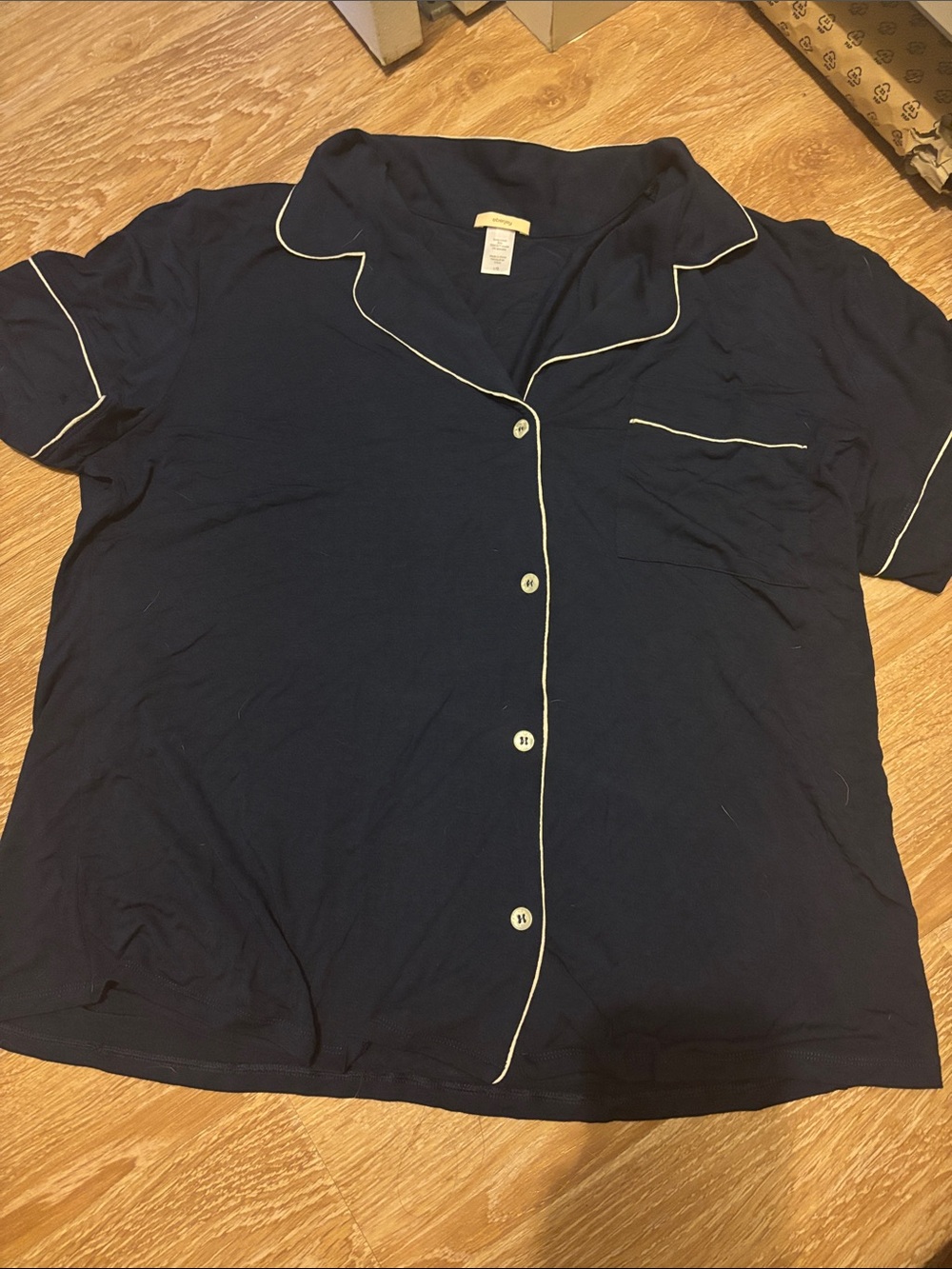 Eberjey Navy Sleep Top with Cream Label